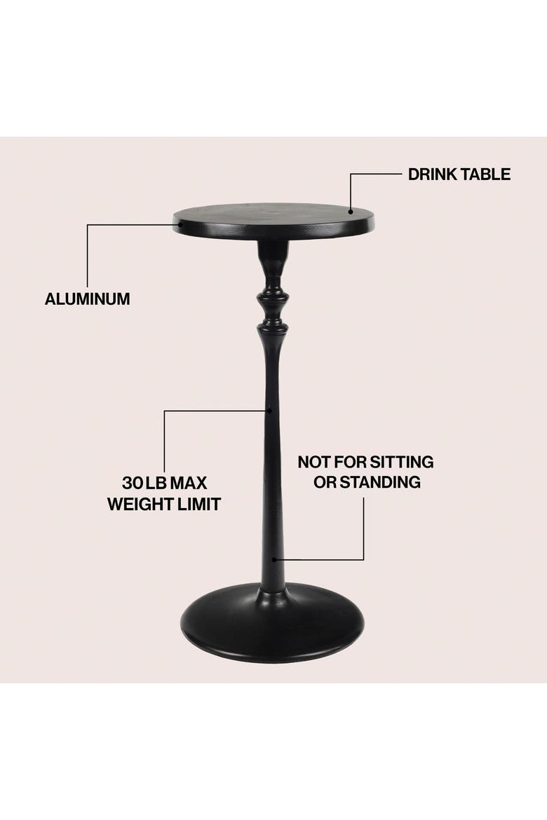 Lulu Modern Round Metal Drink Table, Oil Rubbed Pedestal Martini Accent Side Table for Small Spaces, Alternate, color, Black