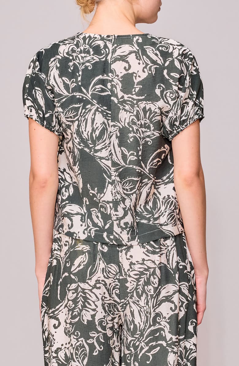 MELLODAY Print Puff Sleeve Top, Alternate, color, Olive Ivory