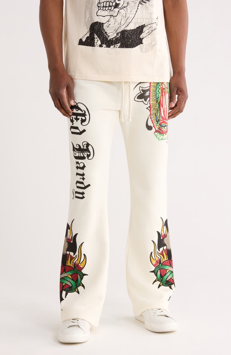 Ed Hardy Mary Bootcut Sweatpants, Main, color, Ivory