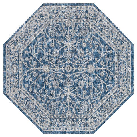 Palazzo Vine and Border Textured Weave Octagon Indoor/Outdoor Area Rug