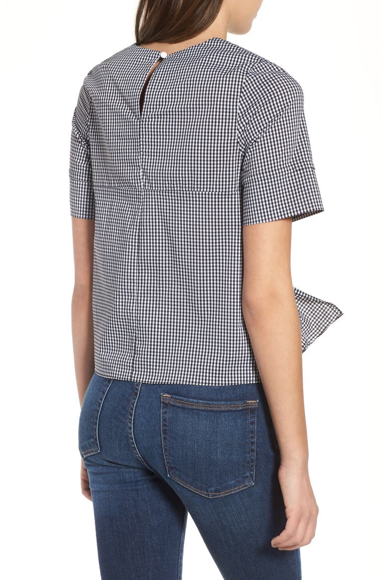 Gingham Tie Front Blouse, Alternate, color, GINGHAM