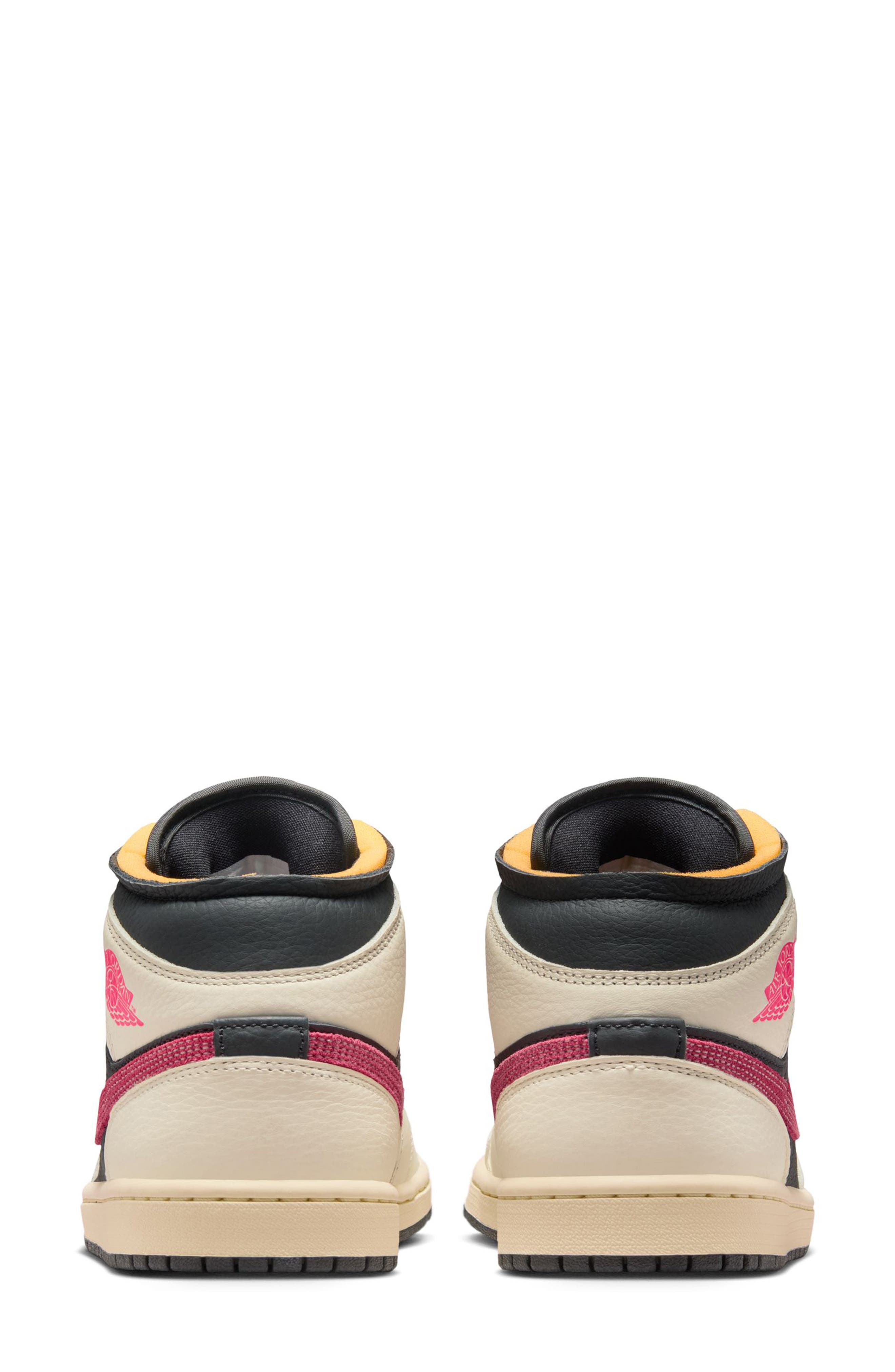 Jordan Air Jordan 1 Mid SE Basketball Sneaker, Alternate, color, Pale Ivory/ Racer Pink/ Black