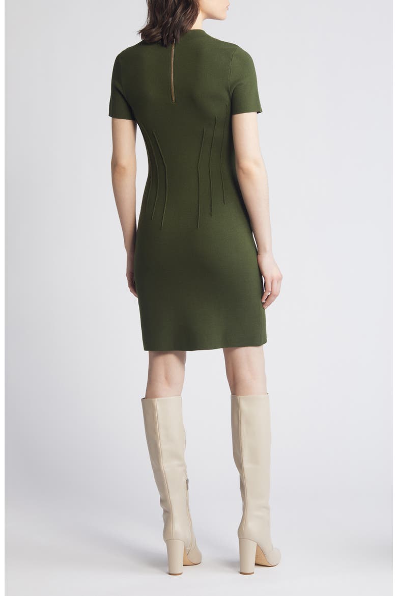 Pintuck Fitted Sheath Dress, Alternate, color, OLIVE