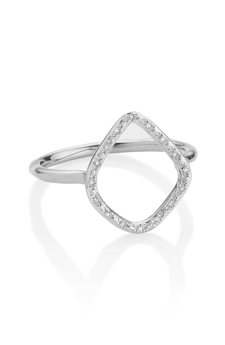 Monica Vinader Riva Diamond Hoop Ring, Alternate, color, Silver