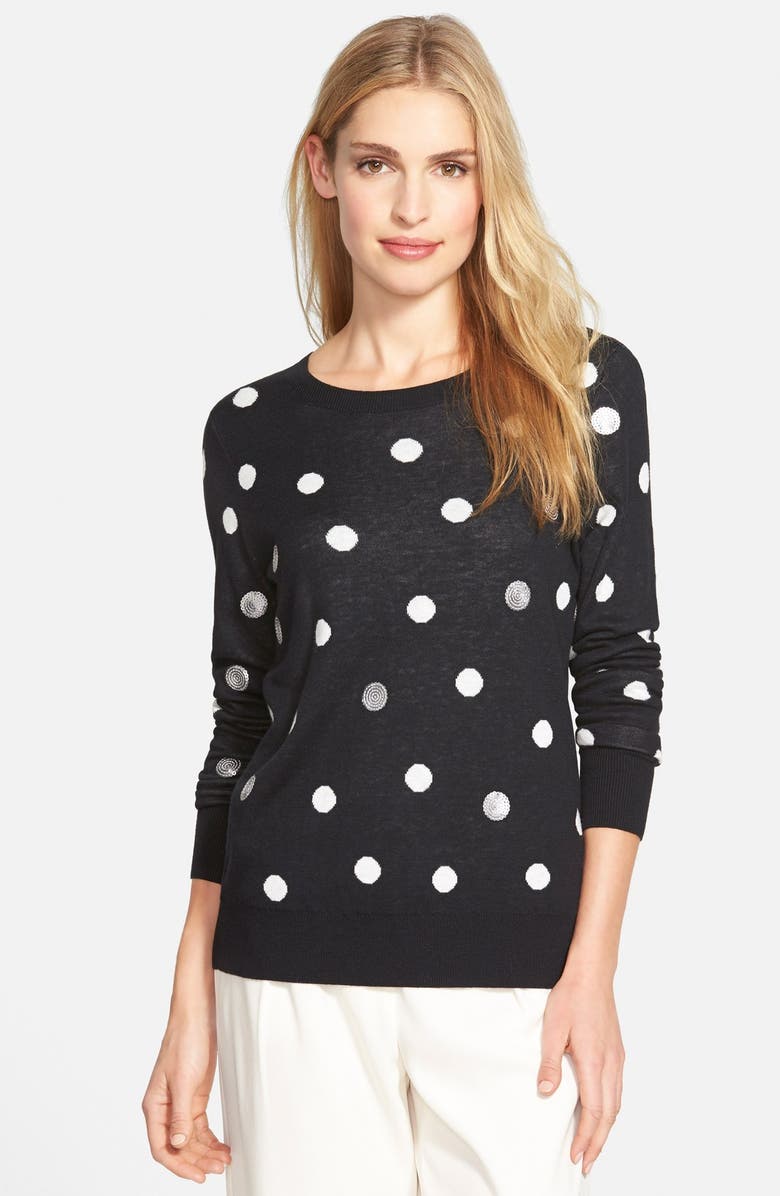 Halogen<sup>®</sup> Lace Appliqué Crewneck Sweater, Main, color, 