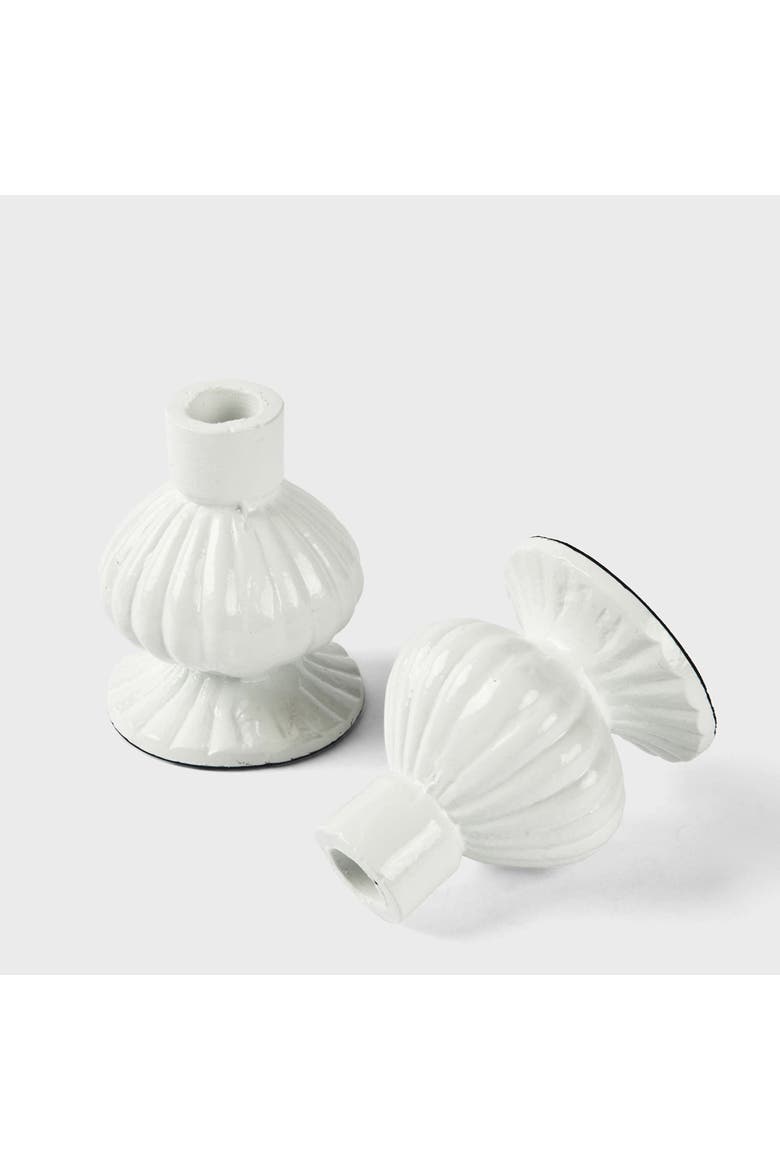 Sculpted Aluminum Candlesticks, Alternate, color, White