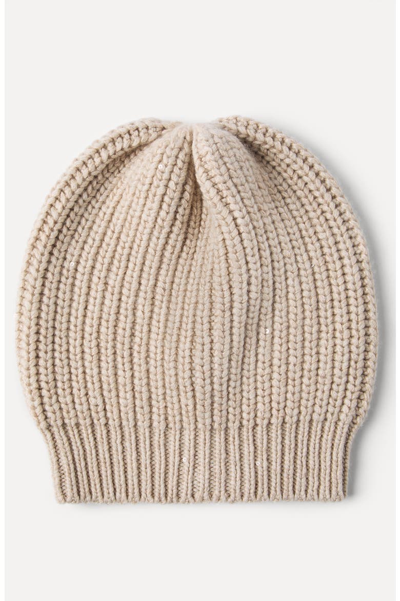 Cashmere and silk beanie, Alternate, color, Beige