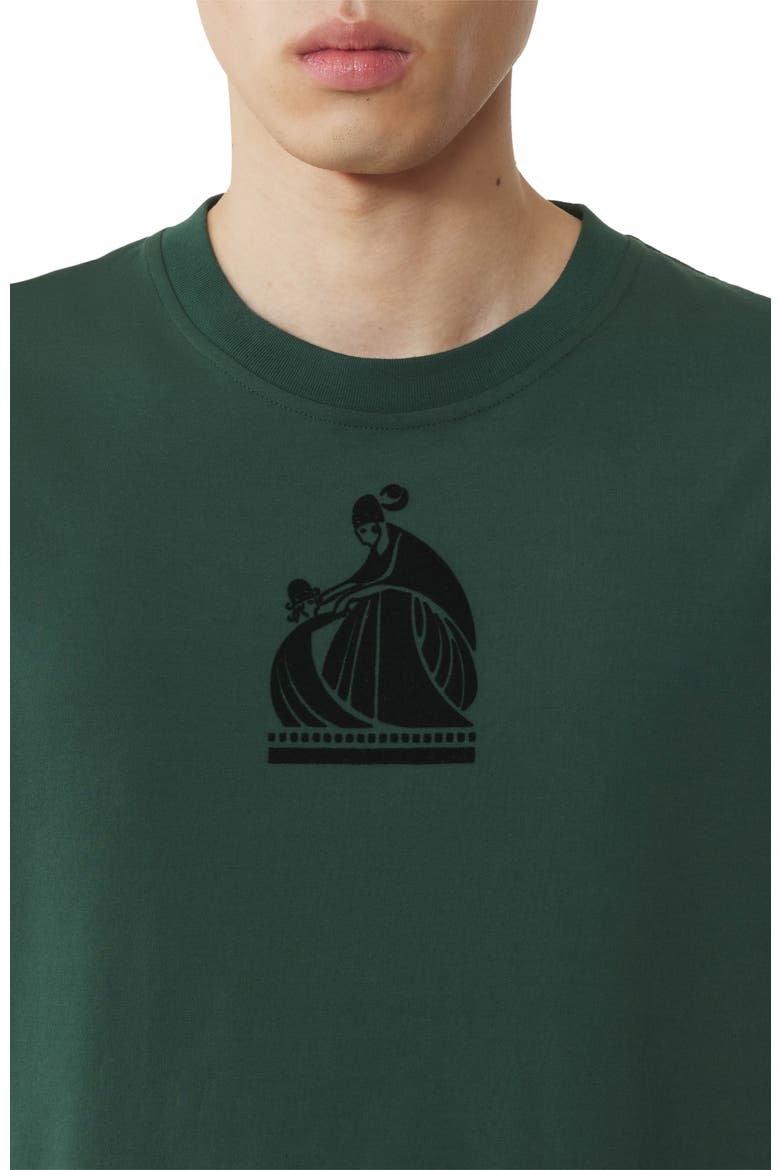 Mother And Child Flocked Cotton T-Shirt, Alternate, color, Pine Green