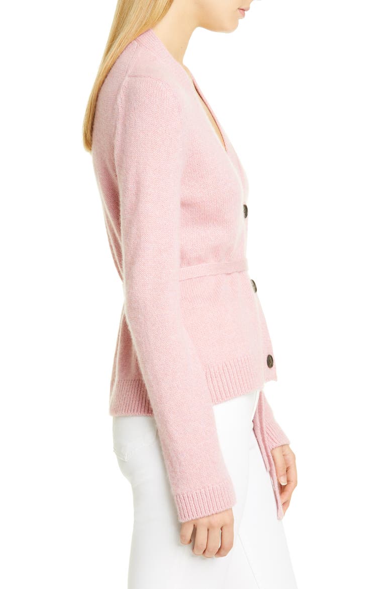 Belted V-Neck Cashmere Cardigan, Alternate, color, DARK PINK
