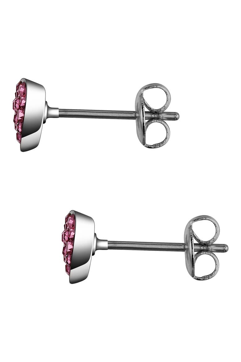 Kids' Crystal Heart Stud Earrings, Alternate, color, PINK