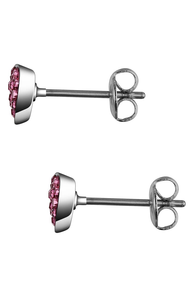 Lily Nily Kids' Crystal Heart Stud Earrings, Alternate, color, Pink