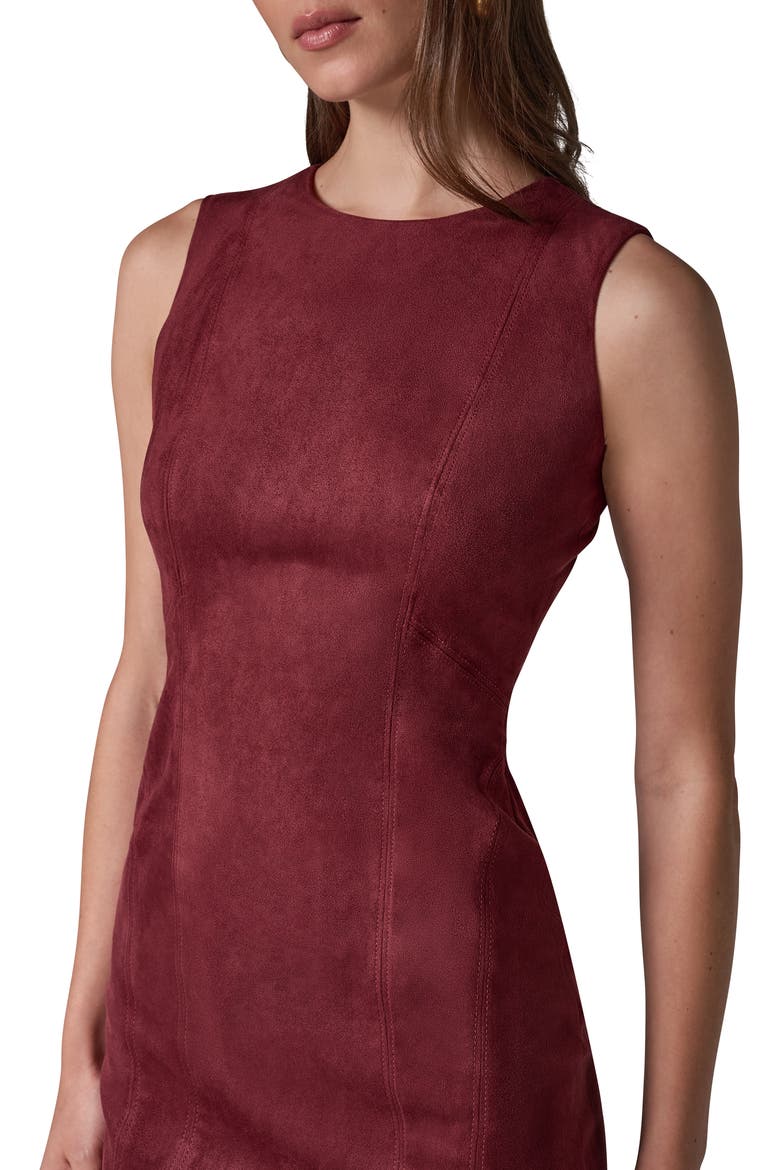 Sleeveless Faux Suede Sheath Dress, Alternate, color, BLK CHERRY