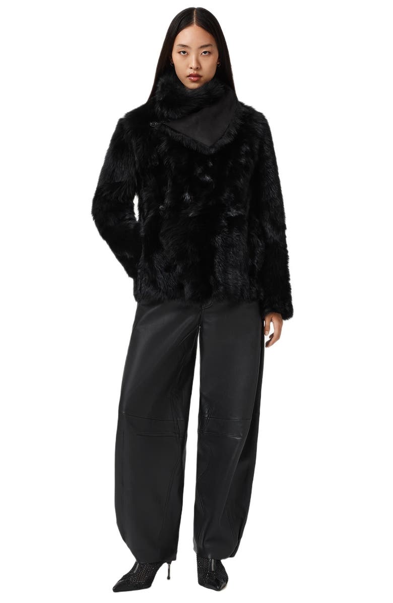 AllSaints Wilton Reversible Genuine Shearling Coat, Alternate, color, Black