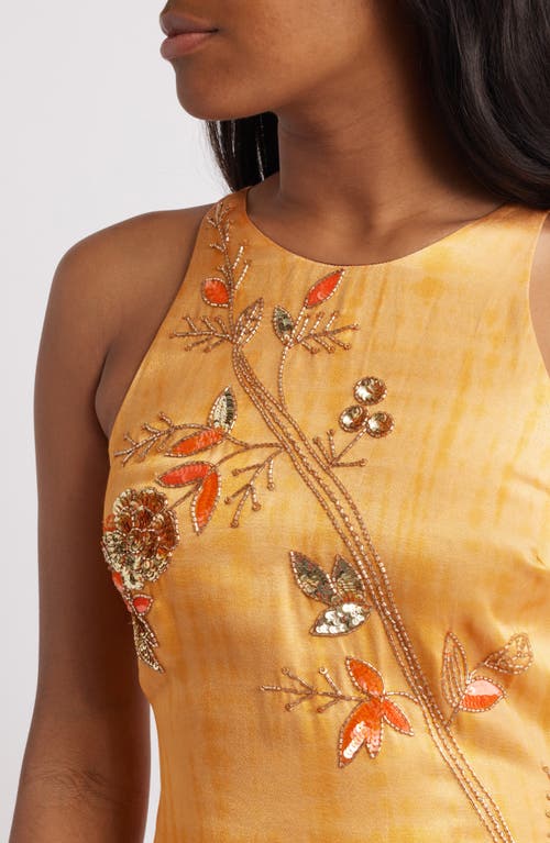 Sani Mya Beaded Satin Anarkali In Dusky Ember