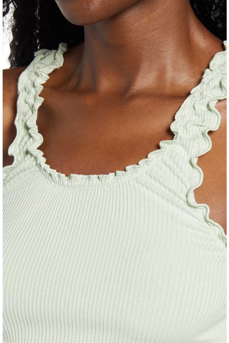 Lettuce Edge Ribbed Camisole, Alternate, color, GREEN