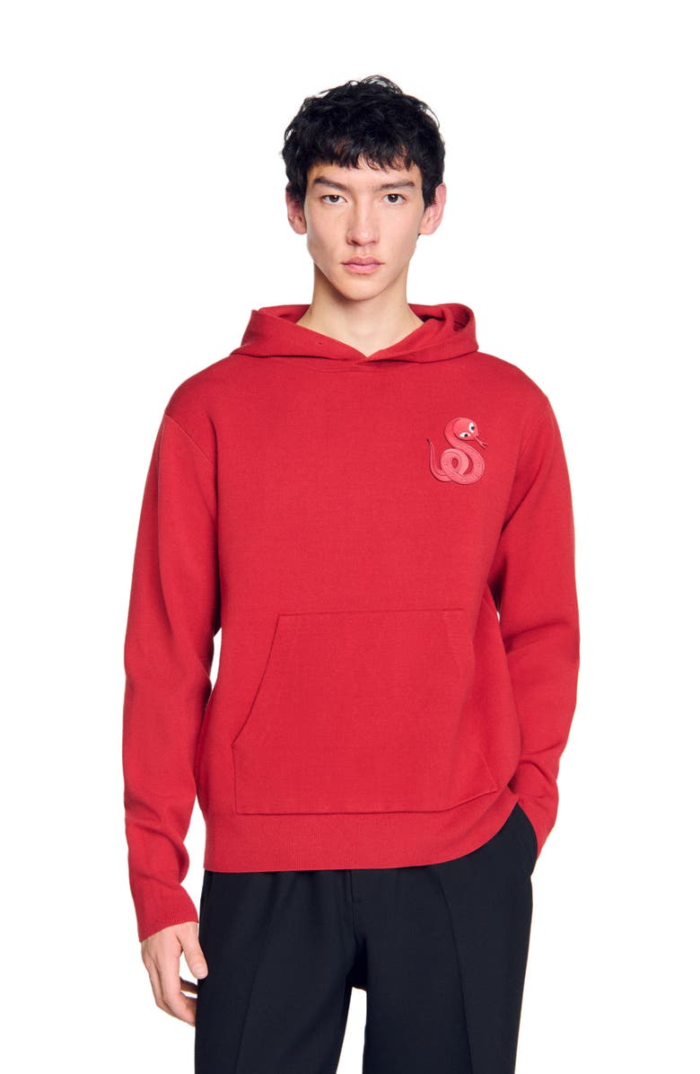 SANDRO Knit sweatshirt with snake detail, Main, color, 