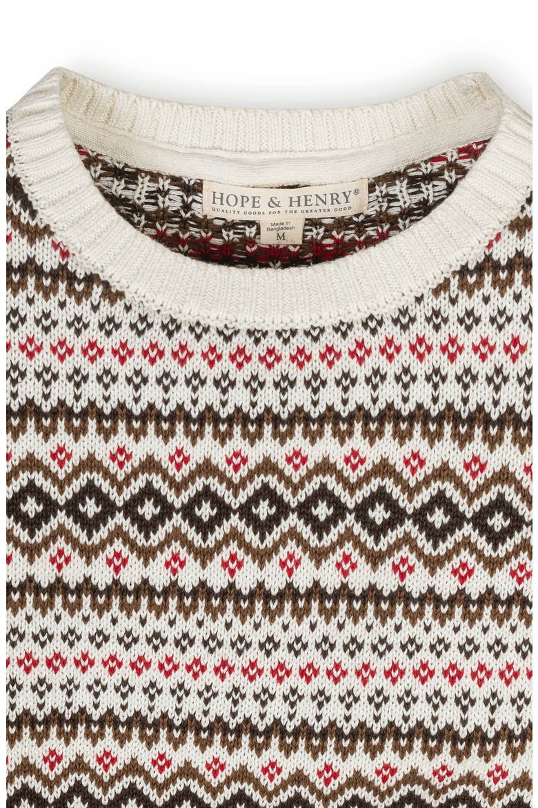 Kids' Organic Long Sleeve Intarsia Crew Neck Pullover Sweater, Alternate, color, Ivory Fireside Fair Isle