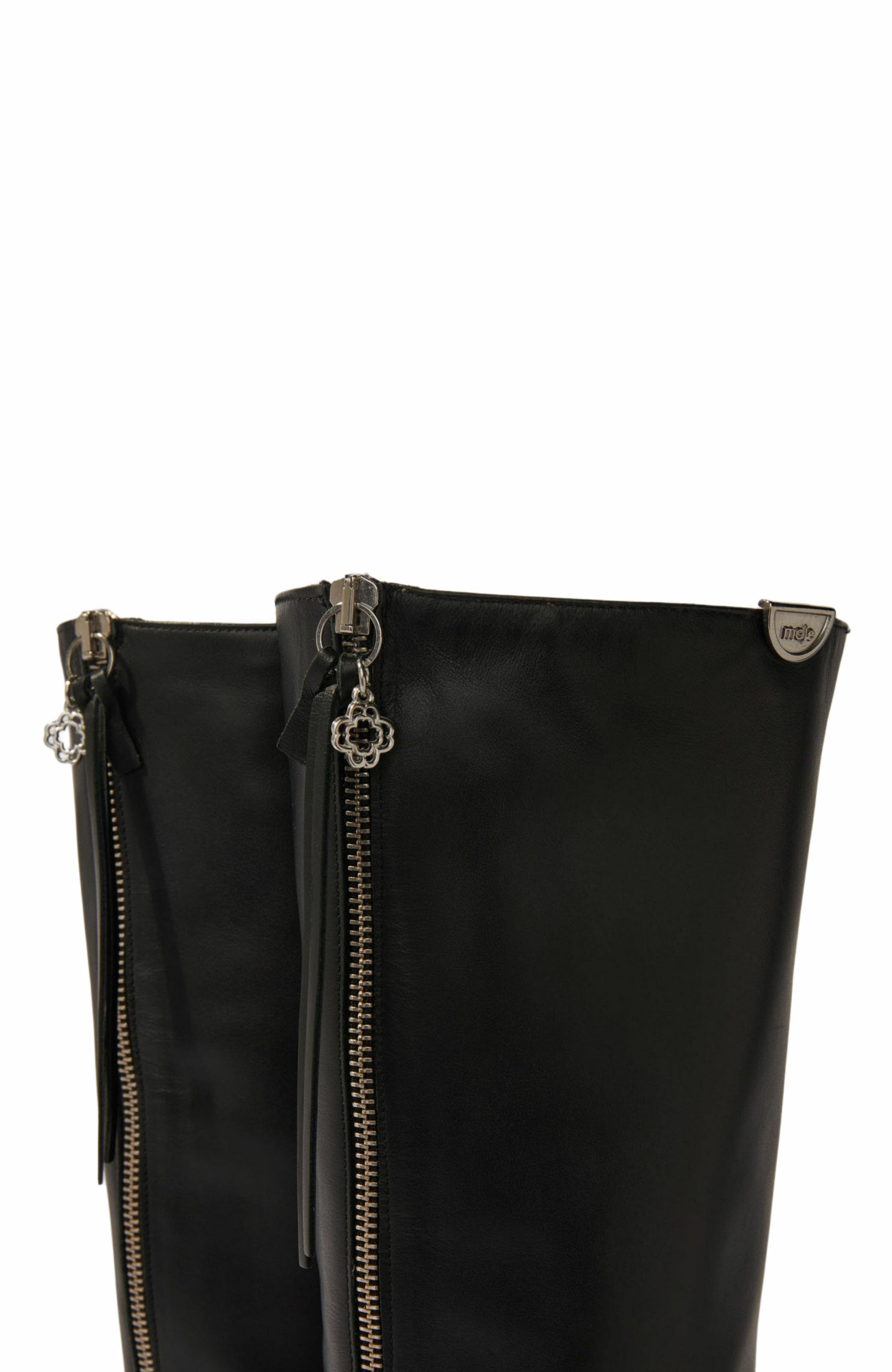 maje Pointed-toe leather boots, Alternate, color, Black