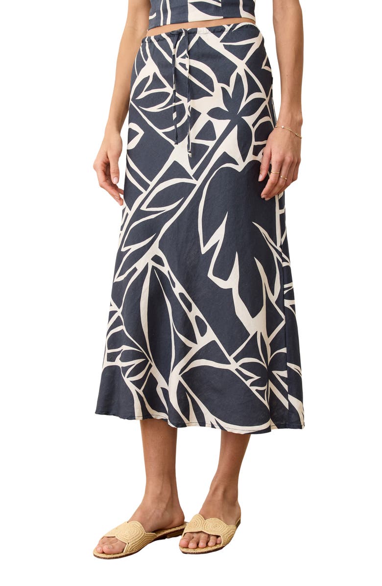 Marine Layer Avery Geo Print Drawstring Midi Skirt, Alternate, color, 