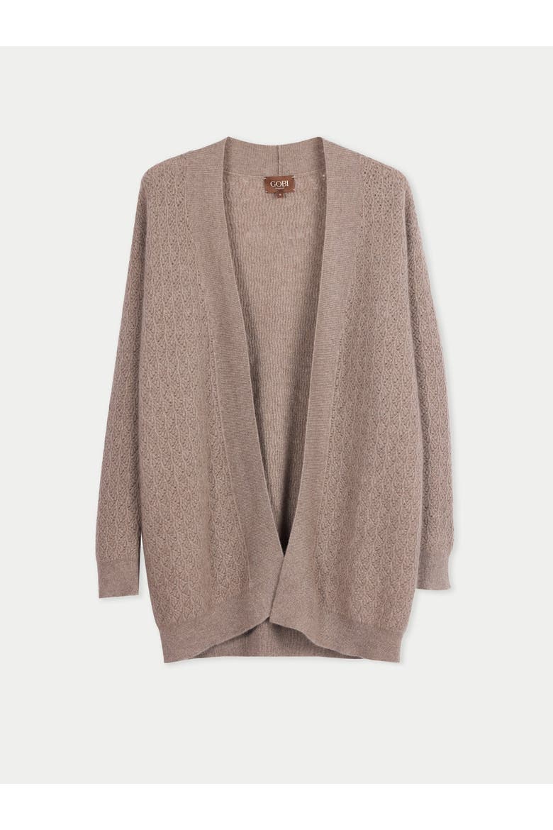 Ajour Knit Open front Cardigan, Main, color, taupe