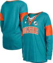New Era Women's New Era Aqua Miami Dolphins Lace-Up Notch-Neck Long Sleeve T-Shirt