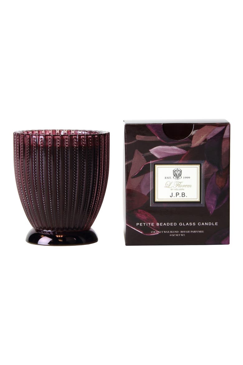 'L. Florem - Japanese Plum Bloom' Petite Beaded Glass Candle, Main, color, NO COLOR