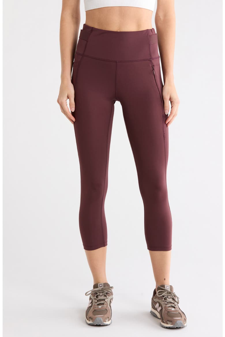 Stash Dash Capri Leggings, Main, color, FUDGE