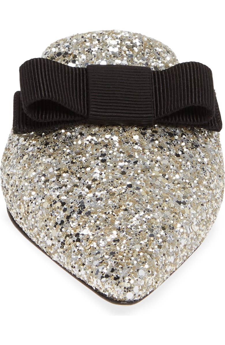 Jimmy Choo Galaxy Glitter Bow Flat, Alternate, color,
