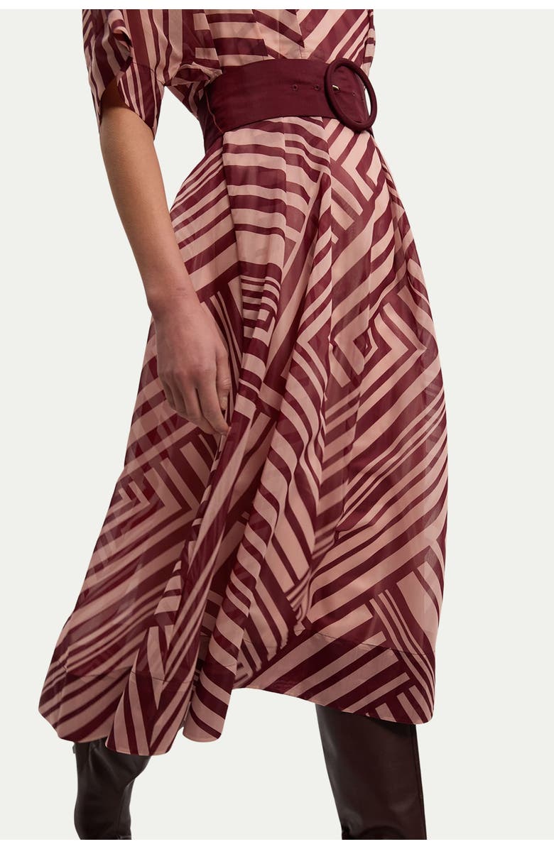 Karen Millen Printed 3/4 Sleeve Plunge Midi Dress, Alternate, color, Stripe