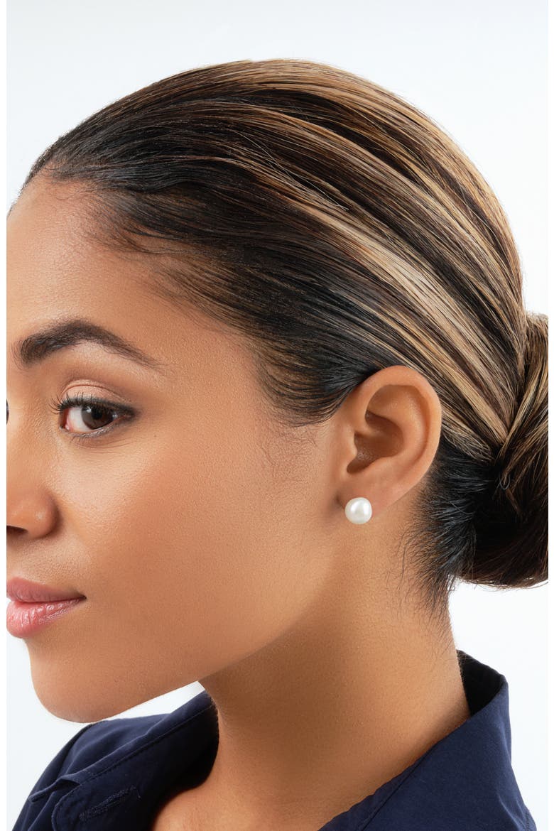 Sterling Silver Baroque Pearl Stud, Alternate, color, SILVER
