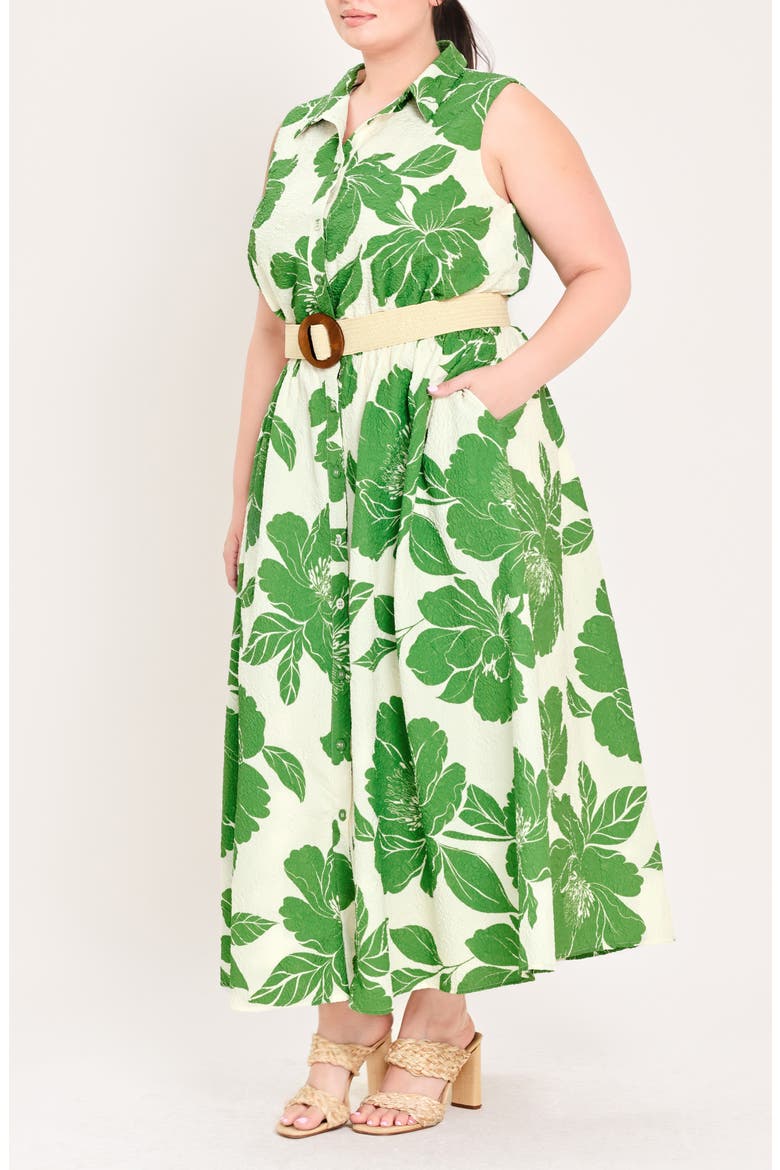 Printed Belted Shirtdress, Alternate, color, IVORY GREEN