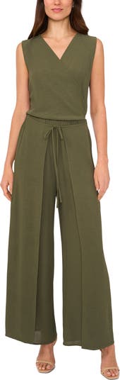 Tie Front Overlay Wide Leg Pants