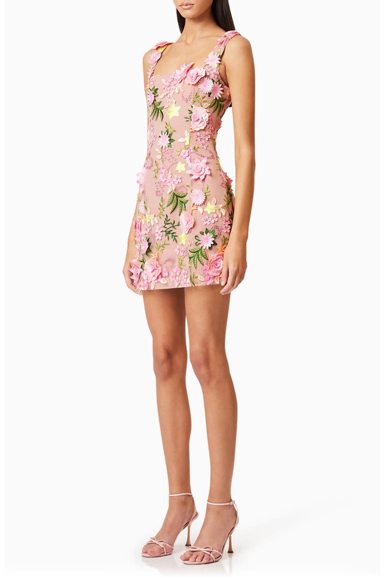 Aella Floral Appliqué Cocktail Minidress, Alternate, color, PINK MULTI
