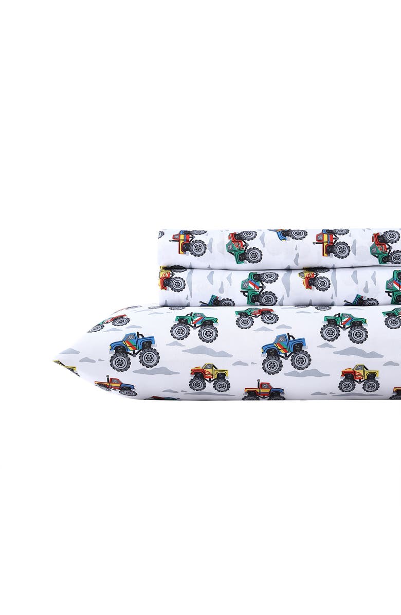 POPPY AND FRITZ Trucks 4-Piece Sheet Set, Main, color, Grey