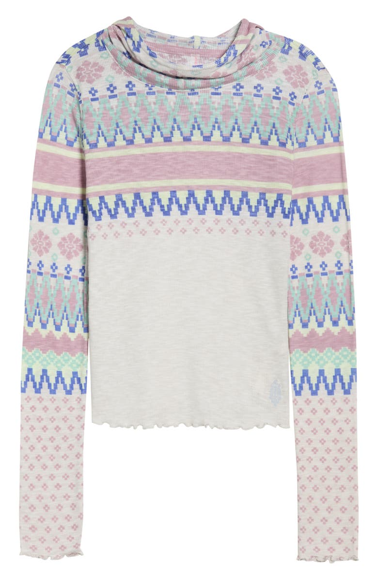 Free People Breathe Easy Placed Print Cotton Blend Hoodie, Main, color, Plaid Fairisle Titan