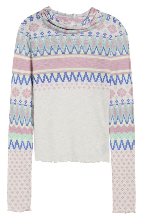 Free People Breathe Easy Placed Print Cotton Blend Hoodie In Multi