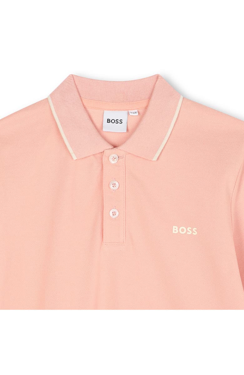 BOSS Kidswear Kids' Tipped Stretch Cotton Piqué Polo, Alternate, color, Blossom Pink