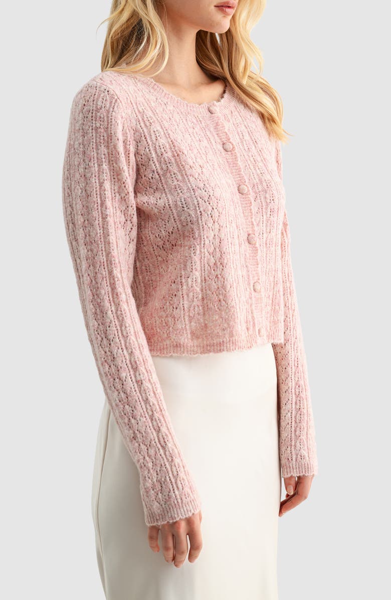 Lush Pointelle Cardigan, Alternate, color, Mauve