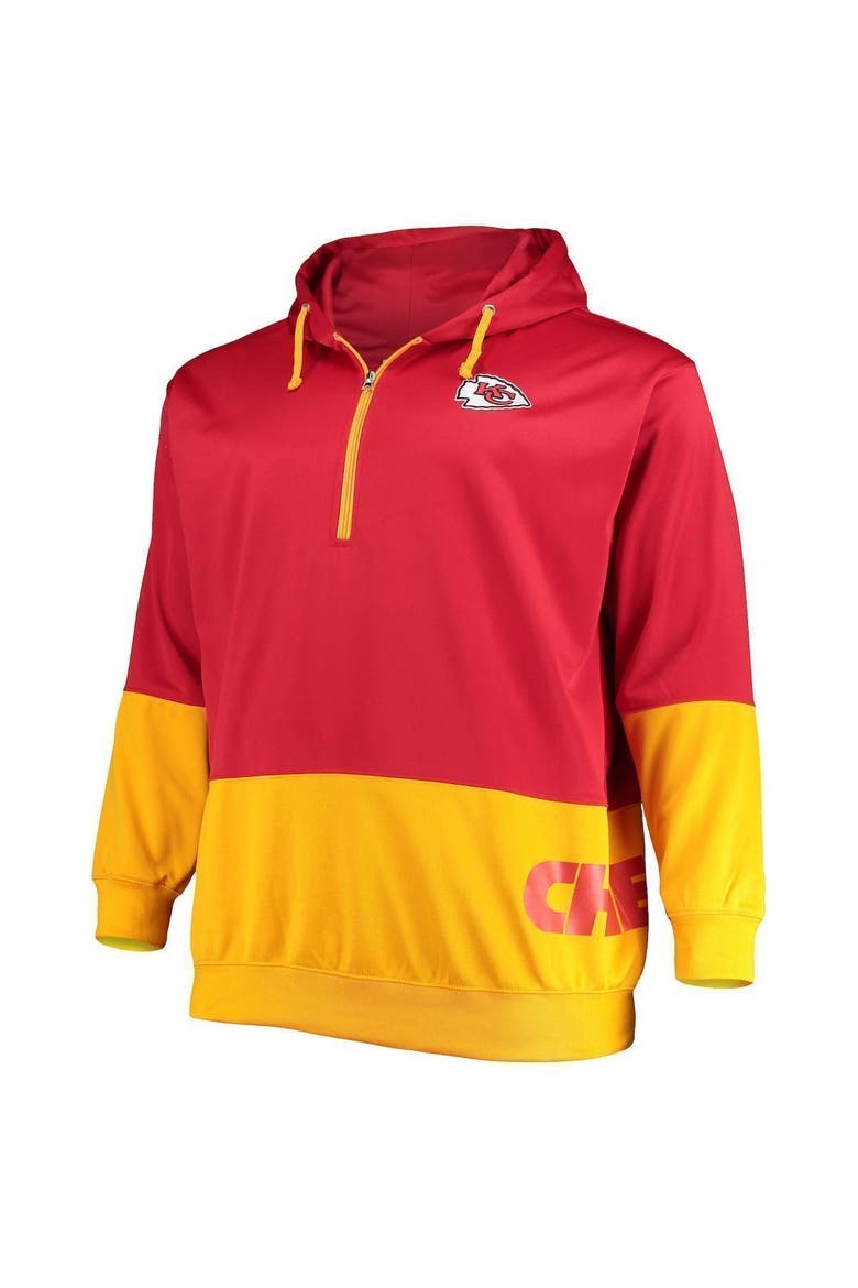 Men's Red/Gold Kansas City Chiefs Big & Tall Quarter-Zip Hoodie, Alternate, color, Red