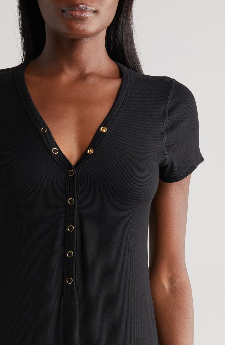 Robin Piccone Amy Rib Cover-Up Dress, Alternate, color, Black