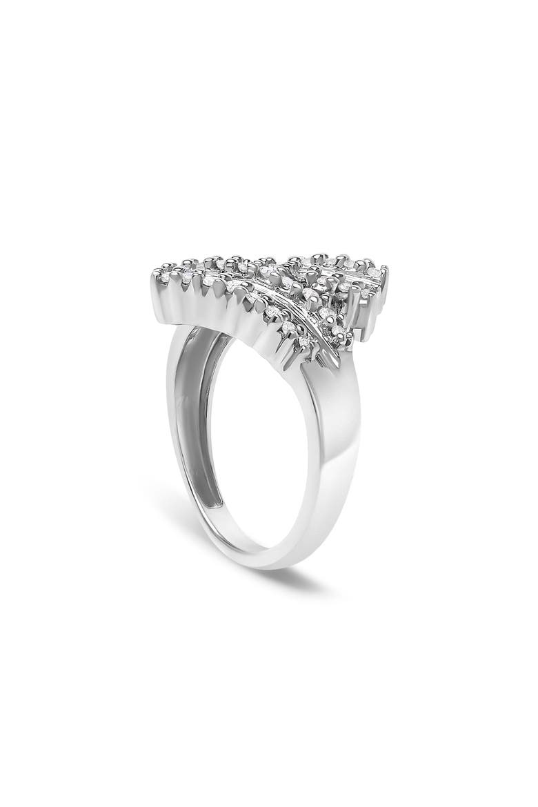 10K White Gold 1/2 Cttw Diamond Bypass Cocktail Ring, Alternate, color, White Gold