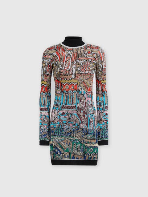 M MISSONI Cap-Sleeve Geode deals Jacquard Sheath Dress