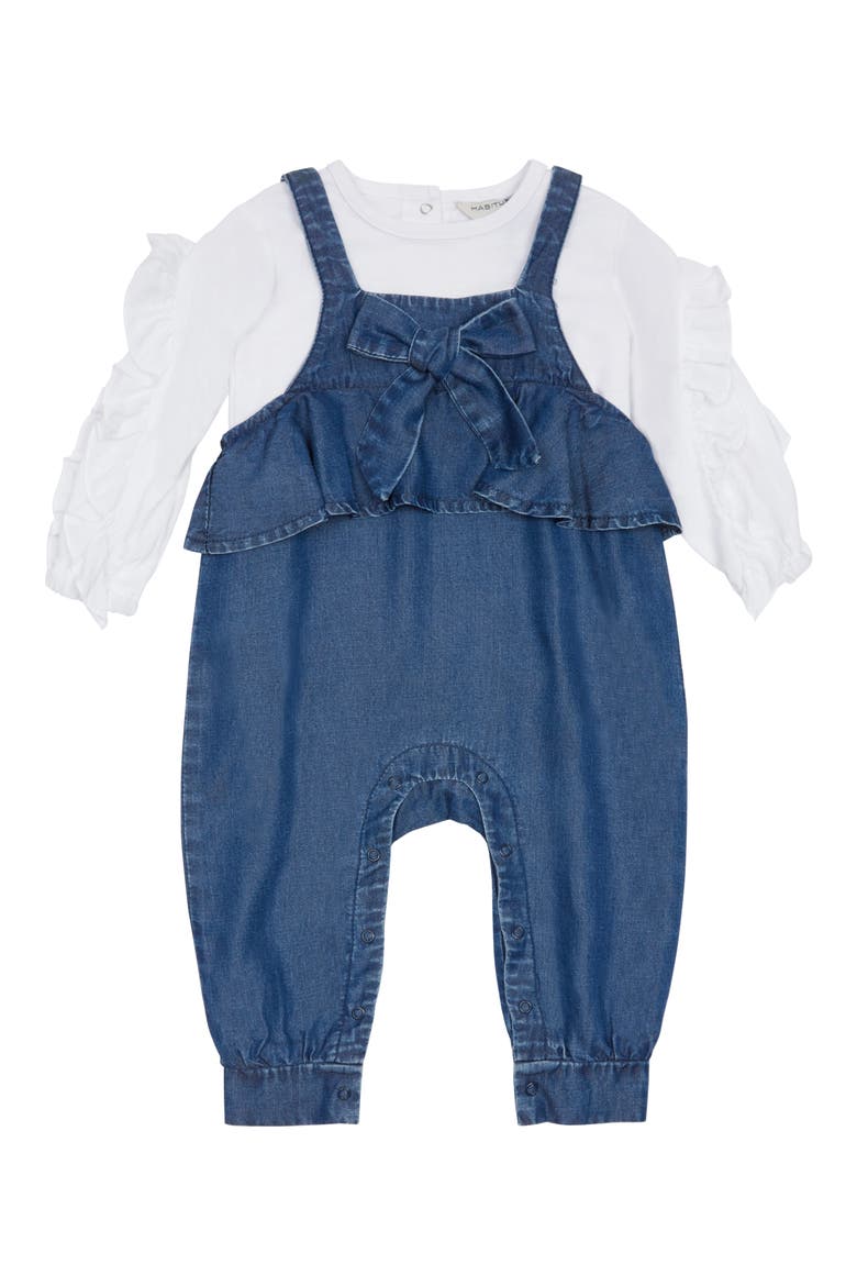 Habitual Ruffle Top & Jumpsuit Set, Main, color, DARK STONE