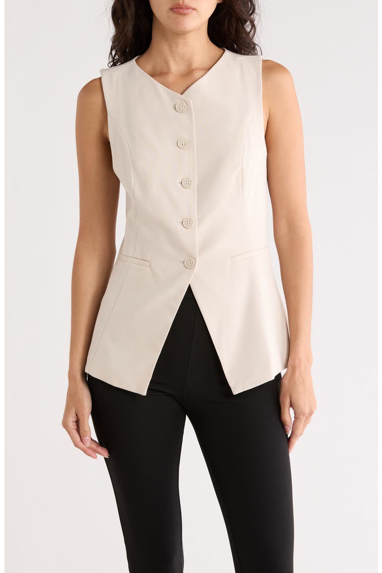 Longline Vest, Main, color, BEIGE PUMICE
