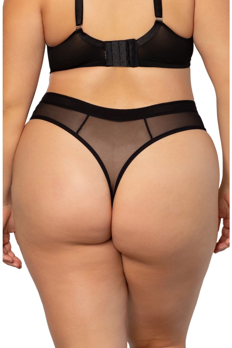High Cut Mesh Thong, Alternate, color, BLACK HUE