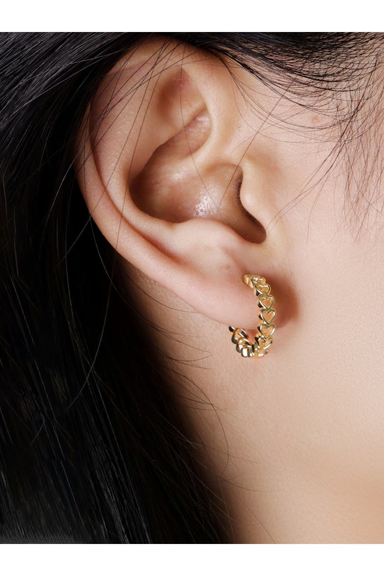 Open Heart Hoop Earrings in 14K Gold, 15mm, Alternate, color, Yellow Gold