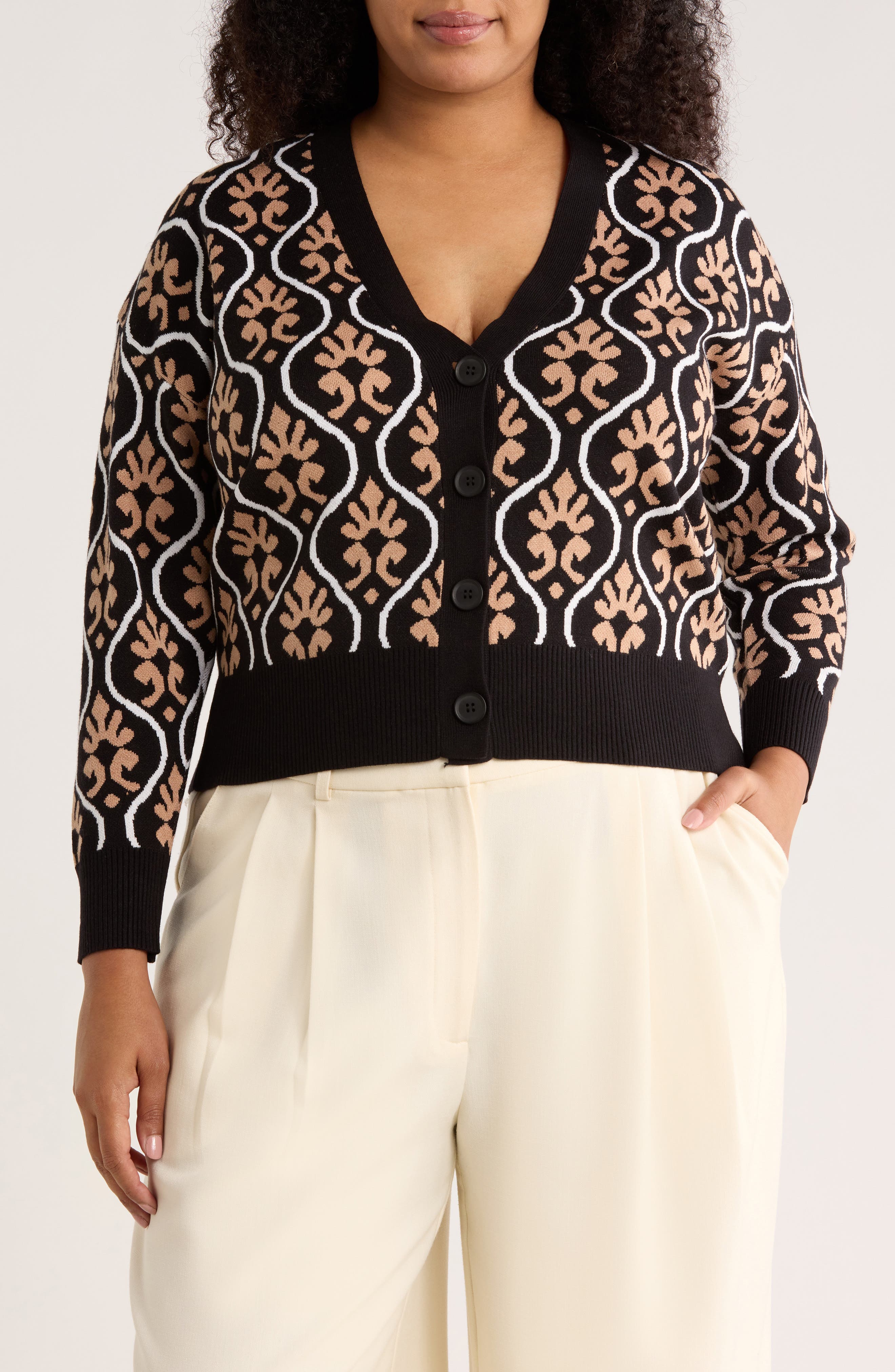 V-Neck Double Knit Cardigan - image 3