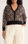 T Tahari V-Neck Double Knit Cardigan