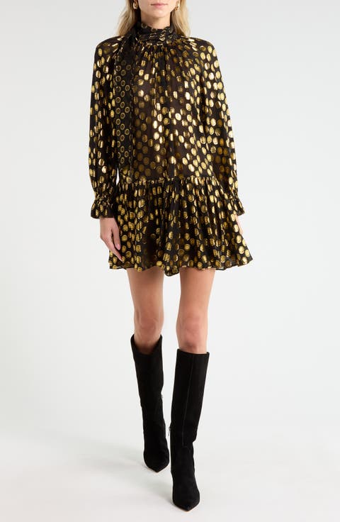 Loretta Silk Blend Long Sleeve Minidress