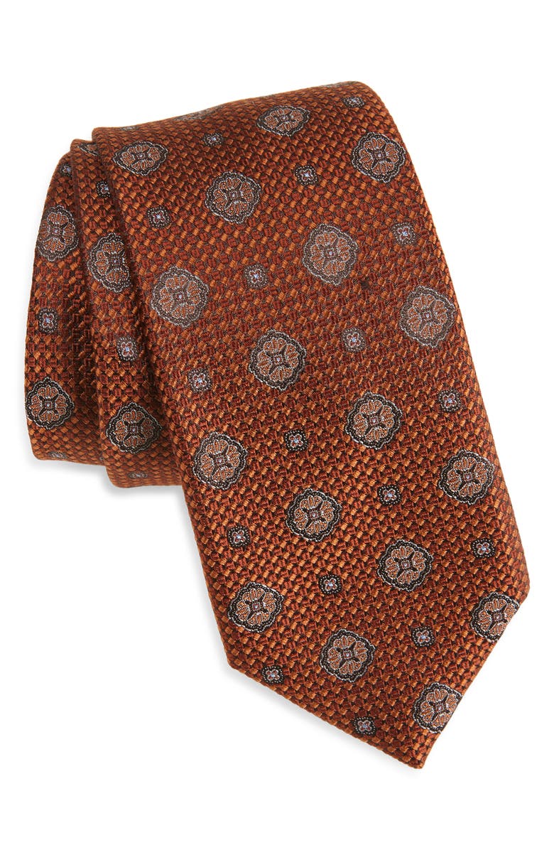 Nordstrom Luirisa Medallion Silk Tie, Main, color, Cognac